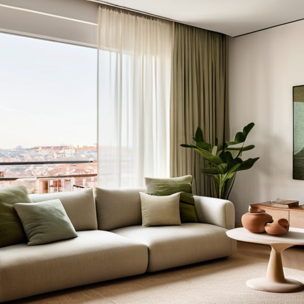 자연 형태 디자인의 감성적 요소 분석 - **Prompt:** A serene and inviting living space in a modern Lisbon apartment, bathed in soft, natural...