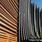 Home 21 생물모방 디자인에서의 자연 형태 활용 - A photorealistic wide-angle architectural image of a coastal Brazilian building facade inspired by t...