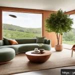 Home 18 자연 형태 디자인의 아이디어 확장 방법 - A cozy interior living room featuring furniture with smooth organic curves inspired by natural forms...